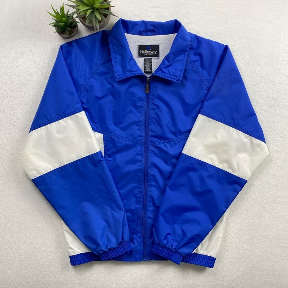 Holloway Nylon Full Zip Lined Water/Wind Resistant Jacket (Blue/White) *NWT*